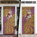 Personalised Brisbane Broncos Door Cover Polynesian Tribal Pattern With Rugby Horse Mascot Art