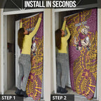Personalised Brisbane Broncos Door Cover Polynesian Tribal Pattern With Rugby Horse Mascot Art