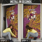 Personalised Brisbane Broncos Door Cover Polynesian Tribal Pattern With Rugby Horse Mascot Art