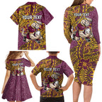 Personalised Brisbane Broncos Family Matching Long Sleeve Bodycon Dress and Hawaiian Shirt Polynesian Tribal Pattern With Rugby Horse Mascot Art