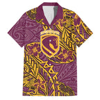 Personalised Brisbane Broncos Family Matching Long Sleeve Bodycon Dress and Hawaiian Shirt Polynesian Tribal Pattern With Rugby Horse Mascot Art