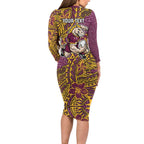 Personalised Brisbane Broncos Family Matching Long Sleeve Bodycon Dress and Hawaiian Shirt Polynesian Tribal Pattern With Rugby Horse Mascot Art
