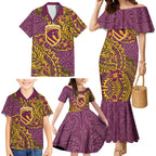 Personalised Brisbane Broncos Family Matching Mermaid Dress and Hawaiian Shirt Polynesian Tribal Pattern With Rugby Horse Mascot Art