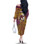 Personalised Brisbane Broncos Family Matching Off The Shoulder Long Sleeve Dress and Hawaiian Shirt Polynesian Tribal Pattern With Rugby Horse Mascot Art