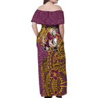 Personalised Brisbane Broncos Family Matching Off Shoulder Maxi Dress and Hawaiian Shirt Polynesian Tribal Pattern With Rugby Horse Mascot Art