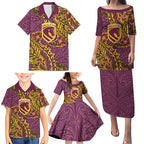 Personalised Brisbane Broncos Family Matching Puletasi and Hawaiian Shirt Polynesian Tribal Pattern With Rugby Horse Mascot Art