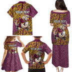 Personalised Brisbane Broncos Family Matching Puletasi and Hawaiian Shirt Polynesian Tribal Pattern With Rugby Horse Mascot Art