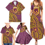 Personalised Brisbane Broncos Family Matching Summer Maxi Dress and Hawaiian Shirt Polynesian Tribal Pattern With Rugby Horse Mascot Art