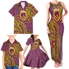 Personalised Brisbane Broncos Family Matching Tank Maxi Dress and Hawaiian Shirt Polynesian Tribal Pattern With Rugby Horse Mascot Art