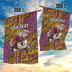Personalised Brisbane Broncos Garden Flag Polynesian Tribal Pattern With Rugby Horse Mascot Art