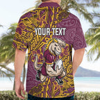 Personalised Brisbane Broncos Hawaiian Shirt Polynesian Tribal Pattern With Rugby Horse Mascot Art