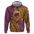 Personalised Brisbane Broncos Hoodie Polynesian Tribal Pattern With Rugby Horse Mascot Art
