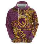 Personalised Brisbane Broncos Hoodie Polynesian Tribal Pattern With Rugby Horse Mascot Art