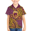 Personalised Brisbane Broncos Kid Hawaiian Shirt Polynesian Tribal Pattern With Rugby Horse Mascot Art