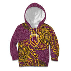 Personalised Brisbane Broncos Kid Hoodie Polynesian Tribal Pattern With Rugby Horse Mascot Art
