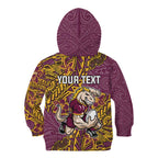Personalised Brisbane Broncos Kid Hoodie Polynesian Tribal Pattern With Rugby Horse Mascot Art