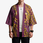 Personalised Brisbane Broncos Kimono Polynesian Tribal Pattern With Rugby Horse Mascot Art