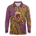 Personalised Brisbane Broncos Long Sleeve Polo Shirt Polynesian Tribal Pattern With Rugby Horse Mascot Art