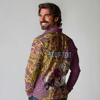 Personalised Brisbane Broncos Long Sleeve Polo Shirt Polynesian Tribal Pattern With Rugby Horse Mascot Art