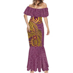 Personalised Brisbane Broncos Mermaid Dress Polynesian Tribal Pattern With Rugby Horse Mascot Art