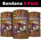 Personalised Brisbane Broncos Neck Gaiter Polynesian Tribal Pattern With Rugby Horse Mascot Art