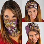 Personalised Brisbane Broncos Neck Gaiter Polynesian Tribal Pattern With Rugby Horse Mascot Art