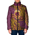 Personalised Brisbane Broncos Padded Jacket Polynesian Tribal Pattern With Rugby Horse Mascot Art