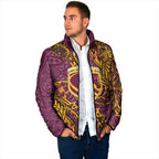 Personalised Brisbane Broncos Padded Jacket Polynesian Tribal Pattern With Rugby Horse Mascot Art