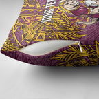 Personalised Brisbane Broncos Pillow Cover Polynesian Tribal Pattern With Rugby Horse Mascot Art