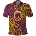Personalised Brisbane Broncos Polo Shirt Polynesian Tribal Pattern With Rugby Horse Mascot Art