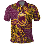 Personalised Brisbane Broncos Polo Shirt Polynesian Tribal Pattern With Rugby Horse Mascot Art