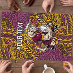 Personalised Brisbane Broncos Puzzle Polynesian Tribal Pattern With Rugby Horse Mascot Art
