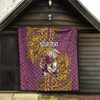 Personalised Brisbane Broncos Quilt Polynesian Tribal Pattern With Rugby Horse Mascot Art
