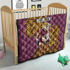 Personalised Brisbane Broncos Quilt Polynesian Tribal Pattern With Rugby Horse Mascot Art