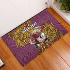 Personalised Brisbane Broncos Rubber Doormat Polynesian Tribal Pattern With Rugby Horse Mascot Art
