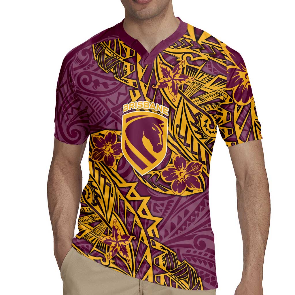 Personalised Brisbane Broncos Rugby Jersey Polynesian Tribal Pattern With Rugby Horse Mascot Art