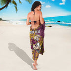 Personalised Brisbane Broncos Sarong Polynesian Tribal Pattern With Rugby Horse Mascot Art