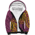 Personalised Brisbane Broncos Sherpa Hoodie Polynesian Tribal Pattern With Rugby Horse Mascot Art