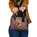 Personalised Brisbane Broncos Shoulder Handbag Polynesian Tribal Pattern With Rugby Horse Mascot Art