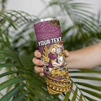Personalised Brisbane Broncos Skinny Tumbler Polynesian Tribal Pattern With Rugby Horse Mascot Art