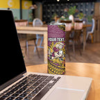 Personalised Brisbane Broncos Skinny Tumbler Polynesian Tribal Pattern With Rugby Horse Mascot Art