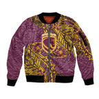 Personalised Brisbane Broncos Sleeve Zip Bomber Jacket Polynesian Tribal Pattern With Rugby Horse Mascot Art