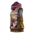Personalised Brisbane Broncos Sleeveless Hoodie Polynesian Tribal Pattern With Rugby Horse Mascot Art