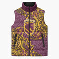 Personalised Brisbane Broncos Sleeveless Puffer Jacket Polynesian Tribal Pattern With Rugby Horse Mascot Art