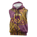 Personalised Brisbane Broncos Sleeveless Zip Hoodie Polynesian Tribal Pattern With Rugby Horse Mascot Art