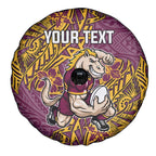 Personalised Brisbane Broncos Spare Tire Cover Polynesian Tribal Pattern With Rugby Horse Mascot Art