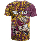 Personalised Brisbane Broncos T Shirt Polynesian Tribal Pattern With Rugby Horse Mascot Art