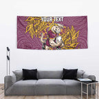 Personalised Brisbane Broncos Tapestry Polynesian Tribal Pattern With Rugby Horse Mascot Art