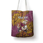 Personalised Brisbane Broncos Tote Bag Polynesian Tribal Pattern With Rugby Horse Mascot Art