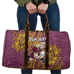 Personalised Brisbane Broncos Travel Bag Polynesian Tribal Pattern With Rugby Horse Mascot Art